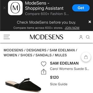 Sam Edelman Carol Black Suede Slip On Pointed Toe Bow-Tie Flat Mules Shoes